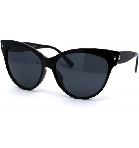 Oversized Womens Oversize Horn Rim Cat Eye Sunglasses - Shiny Black Solid Black - CE194QA70MO $9.68