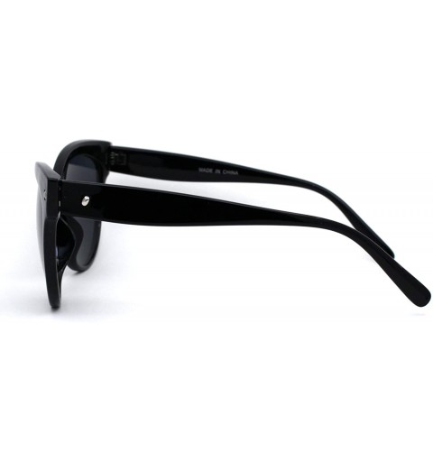 Oversized Womens Oversize Horn Rim Cat Eye Sunglasses - Shiny Black Solid Black - CE194QA70MO $9.68