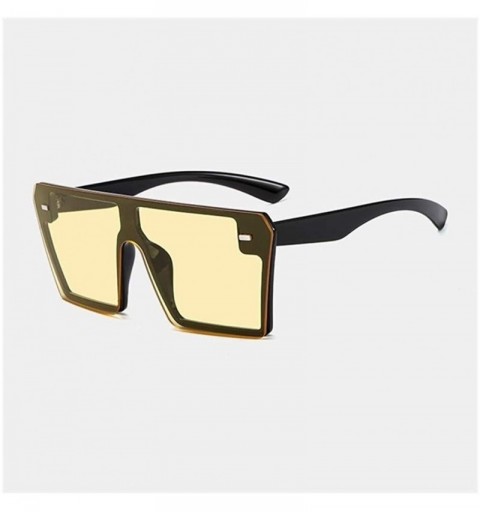 Oversized Oversized Square Sunglasses for Women Rivet Frame Eyewear - C6 Black Yellow - CG1987AUR7W $12.63