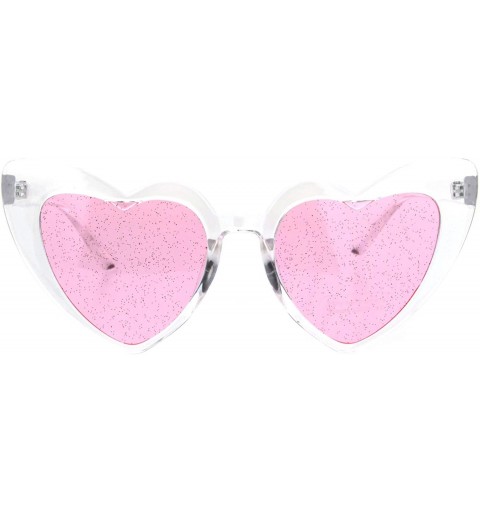 Oversized Glitter Lens Sunglasses Glasses Womens Heart Shape Cateye Fashion Shades - Clear (Pink) - C818QAG7XIT $24.30