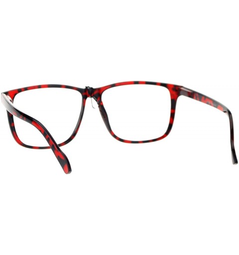Rectangular Mens Classic Thin Plastic Horned Rim Hipster Sunglasses - Clear Lens Tort - CY12O3C8QBK $8.17