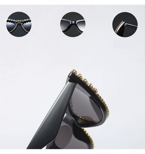 Cat Eye Rhinestone Cat Eye Sunglasses Women Luxury Fashion Sun Glasses for Ladies Party - Red Frame - CM18GZ0EITU $18.99