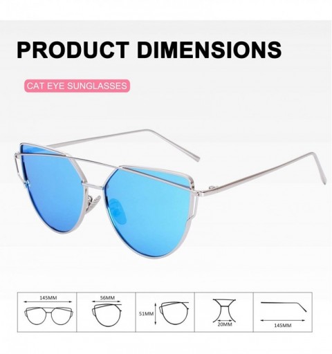 Oversized Women's Oversized Polarized Metal Frame Mirrored Cat Eye Sunglasses MT3 - A Silver Frame/Blue Mirrored Lens - C712L...