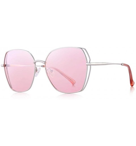 Square DESIGN Women Square Polarized Sunglasses Luxury Ladies Fashion C01 Black Gray - C02 Silver Pink - CH18XKM0OL0 $14.05