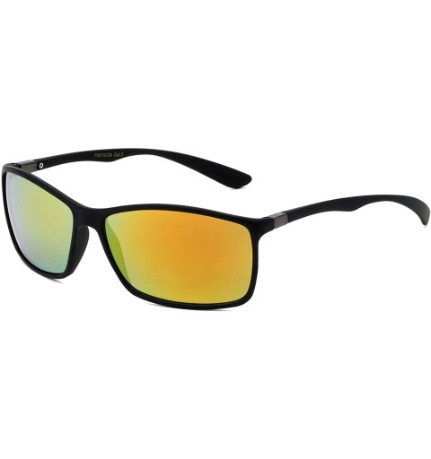 Sport Sports Lightweight Rectangular Color Mirror Sunglasses - Yellow - CG196XH5IR0 $25.53