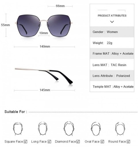 Square DESIGN Women Square Polarized Sunglasses Luxury Ladies Fashion C01 Black Gray - C02 Silver Pink - CH18XKM0OL0 $14.05