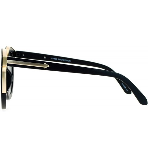 Round Womens Mirrored Mirror Lens Retro Round Horned Sunglasses - Matte Black Mirror - CP126EFYZ7F $13.28