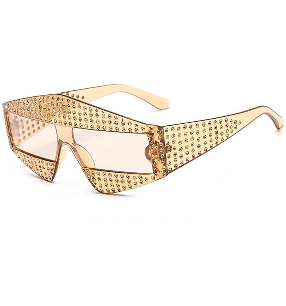 Square Oversized Dimond Vintage Sunglasses Womens Square Sexy Luxury Brand Designer UV400 - Brown - CE189TQ9EUC $13.48