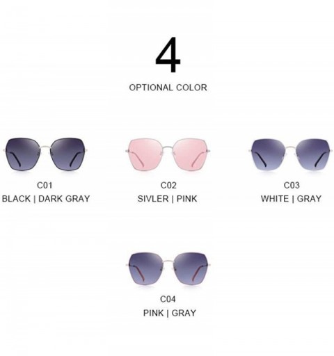 Square DESIGN Women Square Polarized Sunglasses Luxury Ladies Fashion C01 Black Gray - C02 Silver Pink - CH18XKM0OL0 $14.05