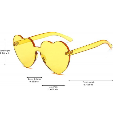 Rimless Heart Shape Rimless One Piece Clear Lens Color Candy Sunglasses - Yellow - C418EH26Y2S $9.49