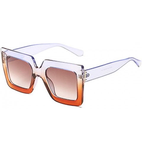 Sport Men and women Sunglasses Two-tone Big box sunglasses Retro glasses - Purple Orange - C418LIO50CX $23.05