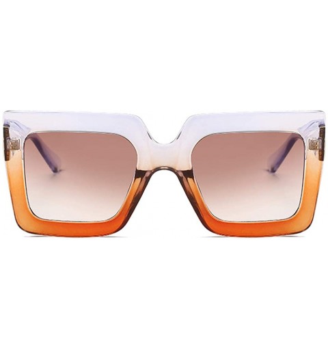 Sport Men and women Sunglasses Two-tone Big box sunglasses Retro glasses - Purple Orange - C418LIO50CX $21.51