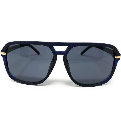 Square Adult Size 70's Style Plastic Aviator Sunglasses - Blue Rubberized- Blue - CW195CTZEO9 $9.19