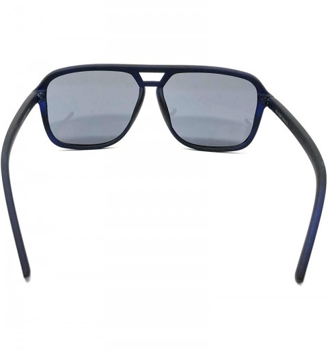 Square Adult Size 70's Style Plastic Aviator Sunglasses - Blue Rubberized- Blue - CW195CTZEO9 $9.19