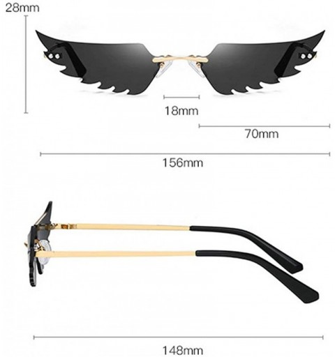 Rimless Vintage Wing Rimless Sunglasses Men Women 2020 Fashion Small Colorful Unique Sun Glasses Female Shades UV400 - CN190L...