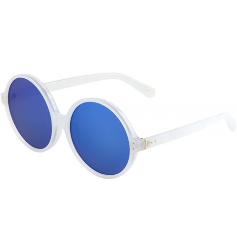 Oversized Mod Round Sunglasses for Women Men UV Protected Runway Fashion - 57mm/White/Blue - CH17Z6OCCKK $9.48