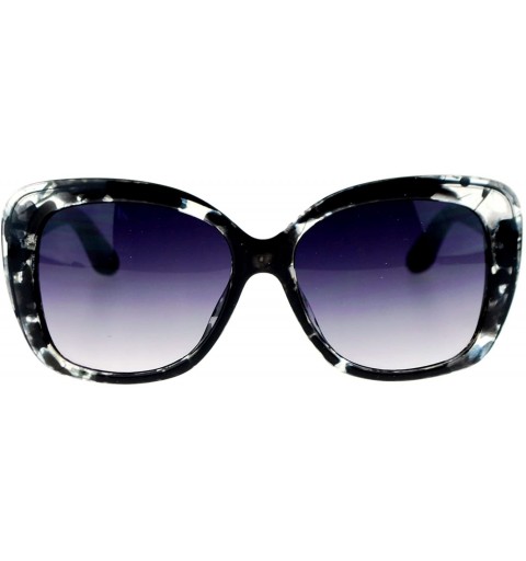 Butterfly Womens Ink Blot Marble Plastic Thick Rectangular Butterfly Sunglasses - Black - C511WI4P30P $7.85