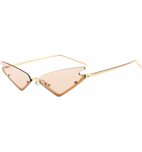 Rimless Small Rimless Cateye Party Sunglasses for Women - Unique Fashion Eyewear Shades for Small face - Tea - CP196440O0K $9.24