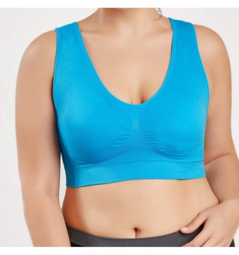 Sport Women V-Neck Stretch Wire Free Plus Size Bra Yoga Sports Casual Workout Full Figure Crop Tops Sports Bras - CM18YCUEKHS...