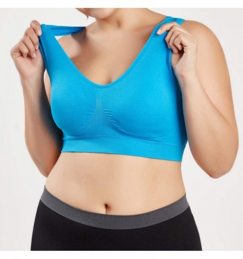 Sport Women V-Neck Stretch Wire Free Plus Size Bra Yoga Sports Casual Workout Full Figure Crop Tops Sports Bras - CM18YCUEKHS...