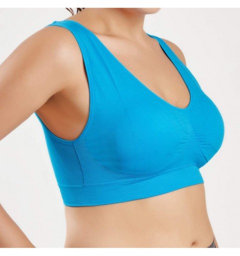 Sport Women V-Neck Stretch Wire Free Plus Size Bra Yoga Sports Casual Workout Full Figure Crop Tops Sports Bras - CM18YCUEKHS...