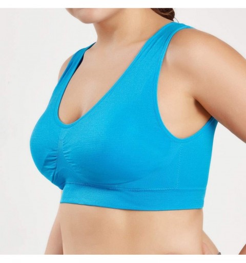 Sport Women V-Neck Stretch Wire Free Plus Size Bra Yoga Sports Casual Workout Full Figure Crop Tops Sports Bras - CM18YCUEKHS...