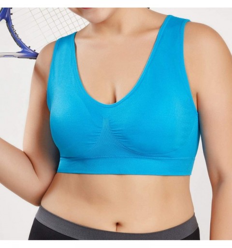 Sport Women V-Neck Stretch Wire Free Plus Size Bra Yoga Sports Casual Workout Full Figure Crop Tops Sports Bras - CM18YCUEKHS...