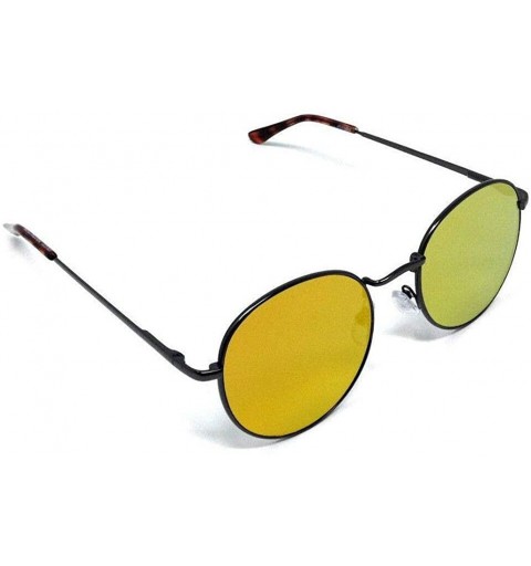 Round Metal Wire Frame Round Lens Aviator Sunglasses - Black Metallic Frame - CB18XO7L2U7 $14.25