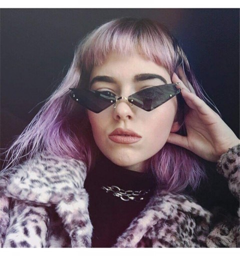 Rimless Small Rimless Cateye Party Sunglasses for Women - Unique Fashion Eyewear Shades for Small face - Tea - CP196440O0K $9.24