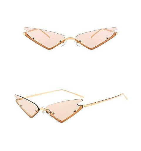 Rimless Small Rimless Cateye Party Sunglasses for Women - Unique Fashion Eyewear Shades for Small face - Tea - CP196440O0K $9.24