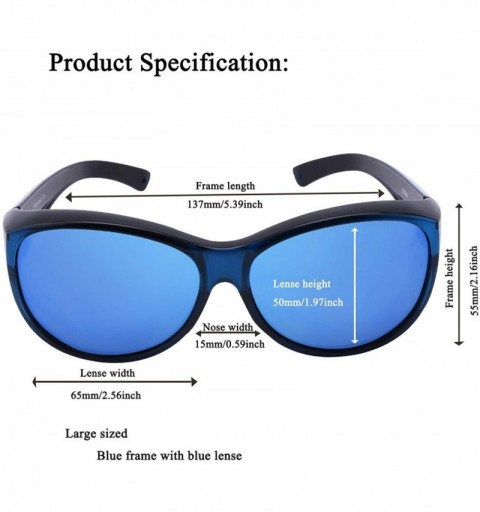 Shield Polarized Oversized Sunglasses Wear over Prescription with Purple Frame for Women&Men - Blue - CO18W8G753A $16.63
