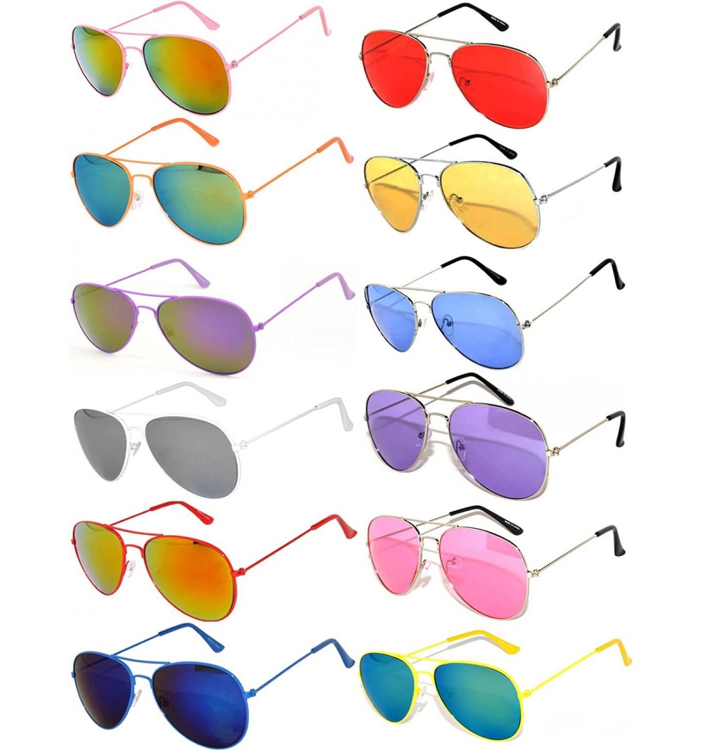Aviator Women's Men's Sunglasses Aviator Colored Frame Colored Mirror Grd Lens - CI187I9NZN5 $50.92