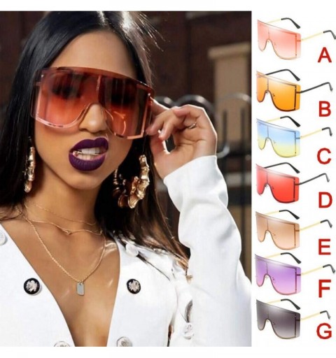 Semi-rimless Oversized Square Sunglasses for Women Fashion Rimless Frame Candy Color Eyewear Transparent Glasses - A - CR18US...