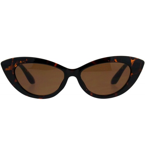 Cat Eye Womens Mod Retro Goth Plastic Cat Eye Minimal Sunglasses - Tortoise Brown - CQ18CMRN5YZ $11.27