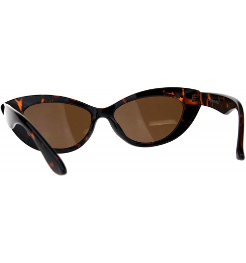 Cat Eye Womens Mod Retro Goth Plastic Cat Eye Minimal Sunglasses - Tortoise Brown - CQ18CMRN5YZ $11.27
