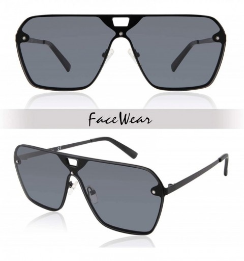 Square Rimless Mirrored Sunglasses Oversized One Piece Frameless Eyeglasses Men Women FW1019 - C3-black - C718L759HZ8 $10.82