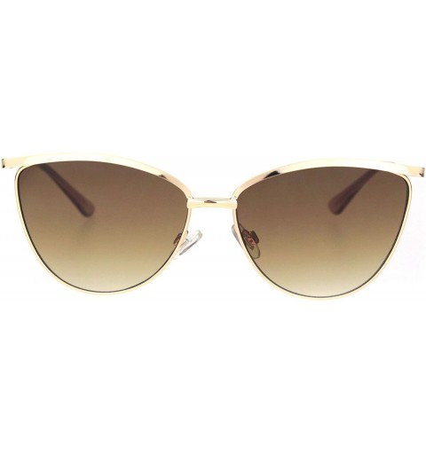 Cat Eye Womens Luxury Metal Rim Cat Eye Designer Fashion Sunglasses - Gold Brown - C918OCWY6D7 $11.49