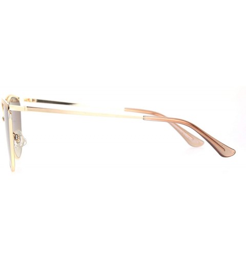 Cat Eye Womens Luxury Metal Rim Cat Eye Designer Fashion Sunglasses - Gold Brown - C918OCWY6D7 $11.49