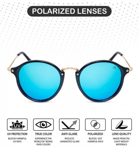 Round Retro Sunglasses for Men for Women - Vintage Classic Round Sunglases Polarized UV 400 Protection - CY19C3U6QLT $7.29