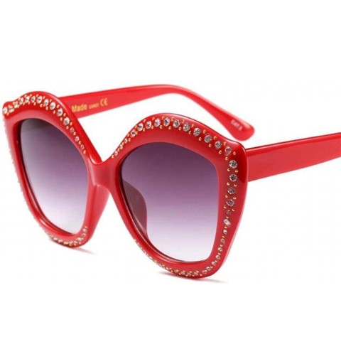 Cat Eye Crystal Diamond Frame Cat Eye Sunglasses for Women UV400 - C3 White Gray - CA1989TGYAY $11.21
