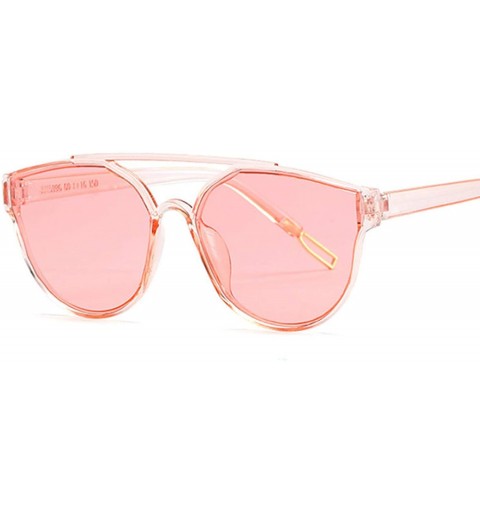 Oversized New Vintage Sliver Cat Eye Sunglasses Women Fashion Er Mirror Cateye Sun Glasses Female Shades UV400 - Pink - C4199...