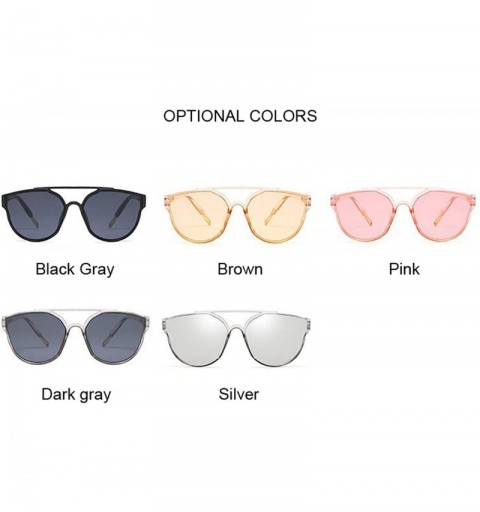 Oversized New Vintage Sliver Cat Eye Sunglasses Women Fashion Er Mirror Cateye Sun Glasses Female Shades UV400 - Pink - C4199...