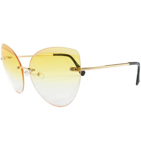 Rimless Classic Oversized Rimless Upscale Womens Cat Eye Lens Sunglasses - Gold & Yellow - C618SY45XWI $9.94