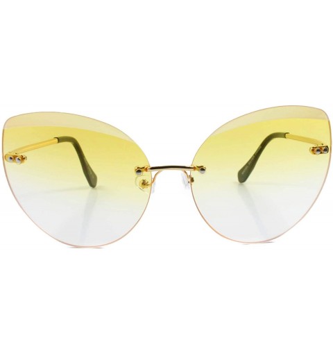 Rimless Classic Oversized Rimless Upscale Womens Cat Eye Lens Sunglasses - Gold & Yellow - C618SY45XWI $9.94