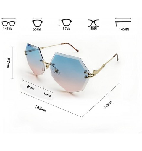 Rimless Sunglasses for Women-Oversized Siamese Sunglasses Vintage Ladies Sun Protection Glasses - Blue-pink 002 - C218E8RE6E7...