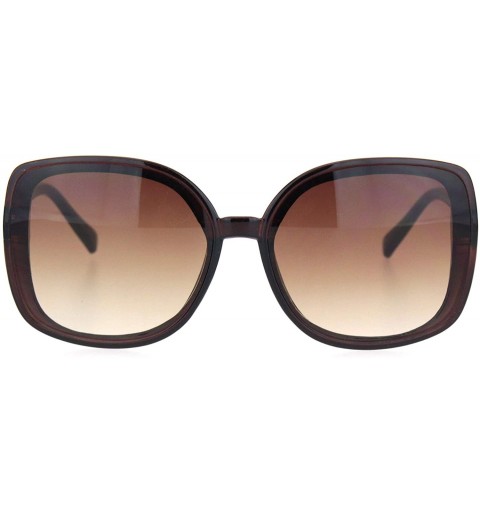 Rectangular Womens Squared Horn Rim Luxury Panel Lens Sunglasses - Brown Gradient Brown - C318NUUNMI5 $11.69