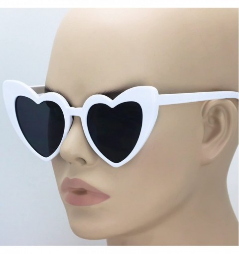 Cat Eye Fashion Love Heart Shaped Sunglasses For Women Girls Hippie Party Shade Sunglasses - White / Black - C2180SUKHHQ $11.91
