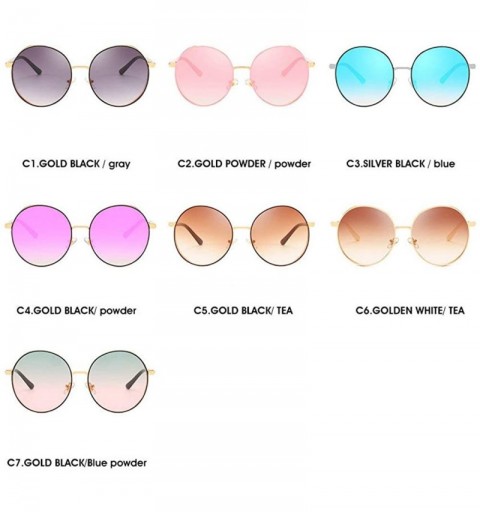 Round Hip-Hop Punk Round Metal Oversized Frame Clear Color Lens Sunglasses - Pink - CW18LDYQI46 $16.81
