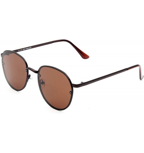 Round Round Metal Polarized Sunglasses for Men Women Retro Classic Aviator Sun Glasses - Brown - CO18WQH9RH6 $11.52