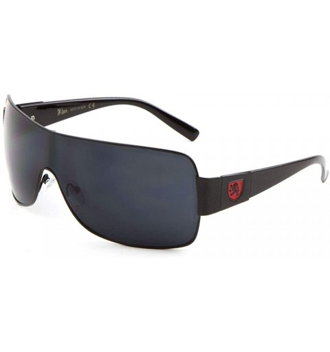 Shield Squared Curved One Piece Shield Lens Sunglasses - Black Red - CX199D6365I $20.89